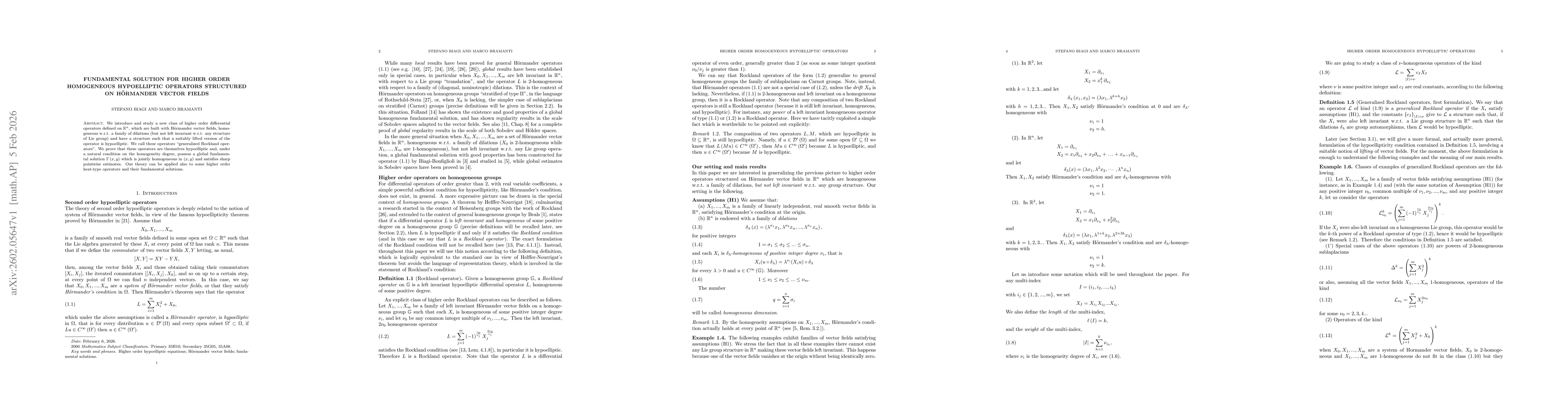 Thumbnail for Fundamental solution for higher order homogeneous hypoelliptic operators structured on Hörmander vector fields