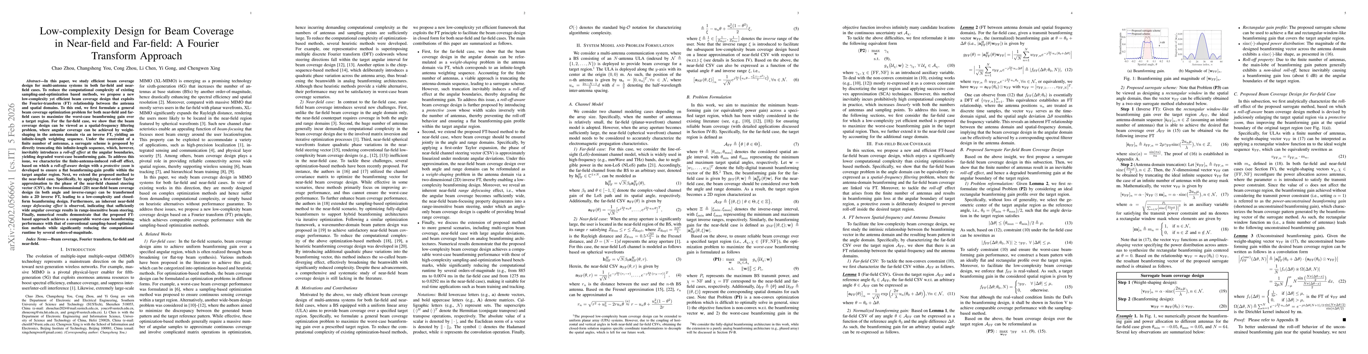 Thumbnail for Low-complexity Design for Beam Coverage in Near-field and Far-field: A Fourier Transform Approach