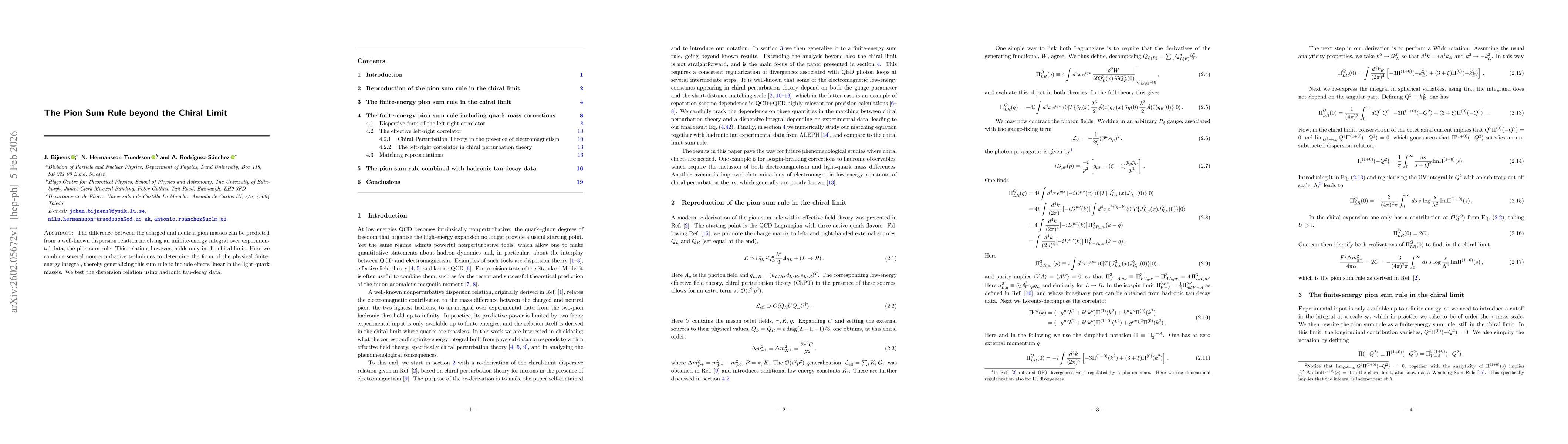 Thumbnail for The Pion Sum Rule beyond the Chiral Limit