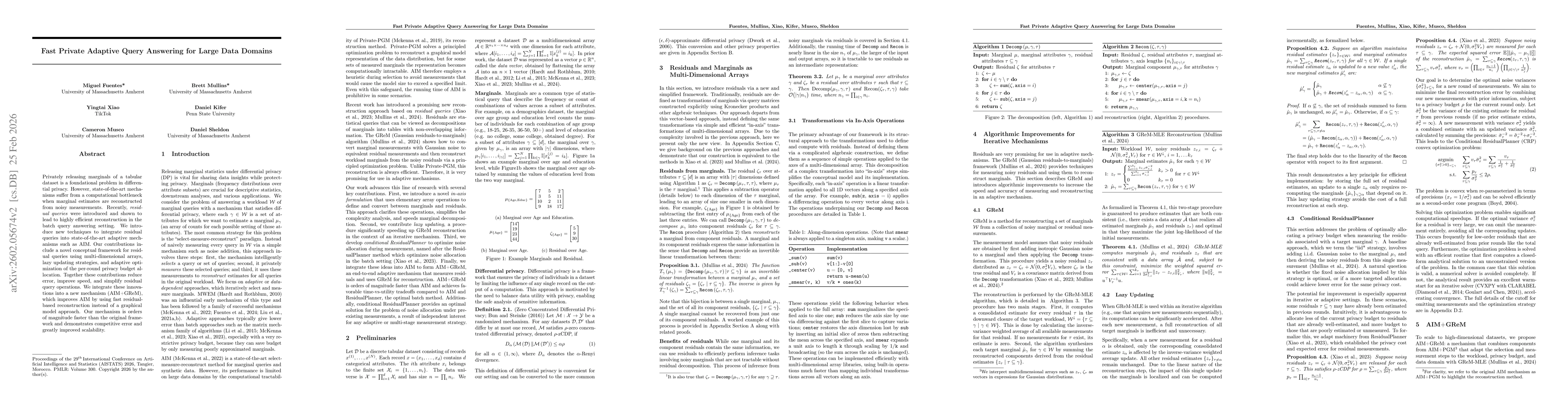 Thumbnail for Fast Private Adaptive Query Answering for Large Data Domains