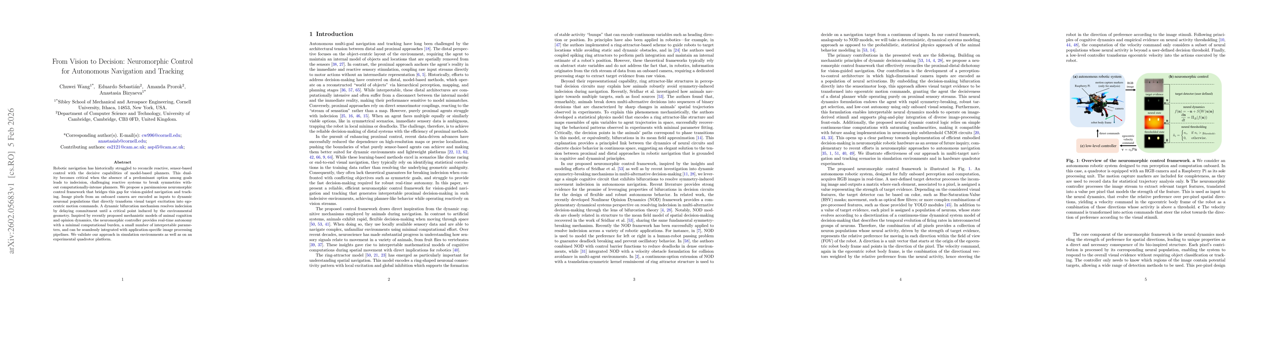Thumbnail for From Vision to Decision: Neuromorphic Control for Autonomous Navigation and Tracking