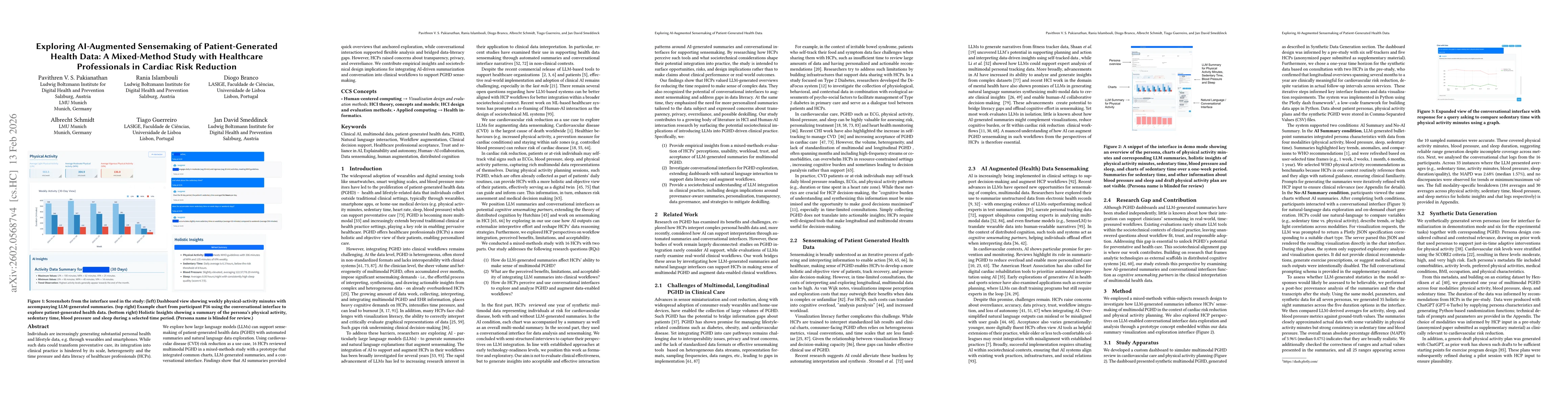 Thumbnail for Exploring AI-Augmented Sensemaking of Patient-Generated Health Data: A Mixed-Method Study with Healthcare Professionals in Cardiac Risk Reduction
