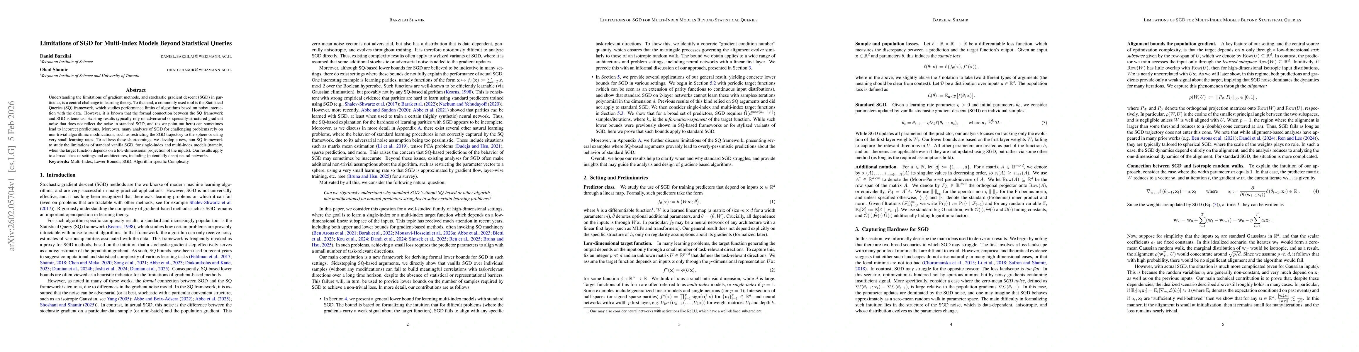 Thumbnail for Limitations of SGD for Multi-Index Models Beyond Statistical Queries