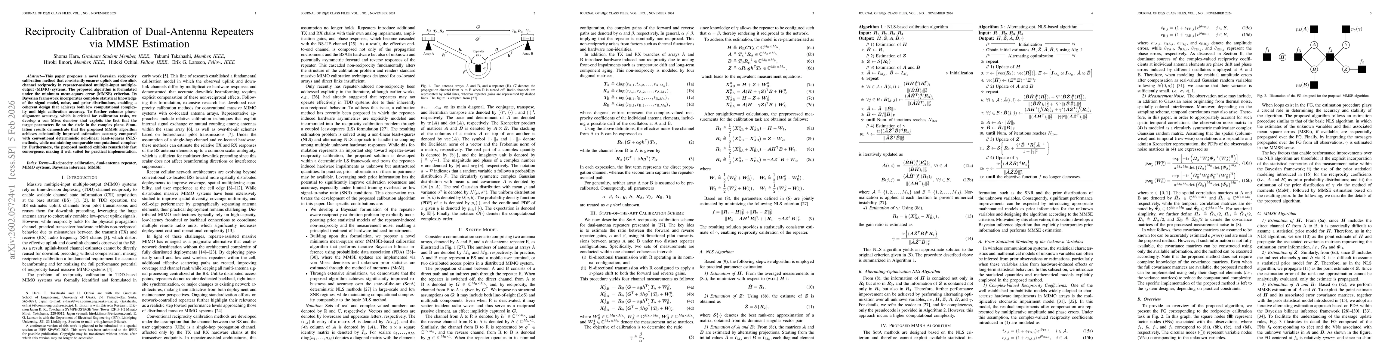 Thumbnail for Reciprocity Calibration of Dual-Antenna Repeaters via MMSE Estimation