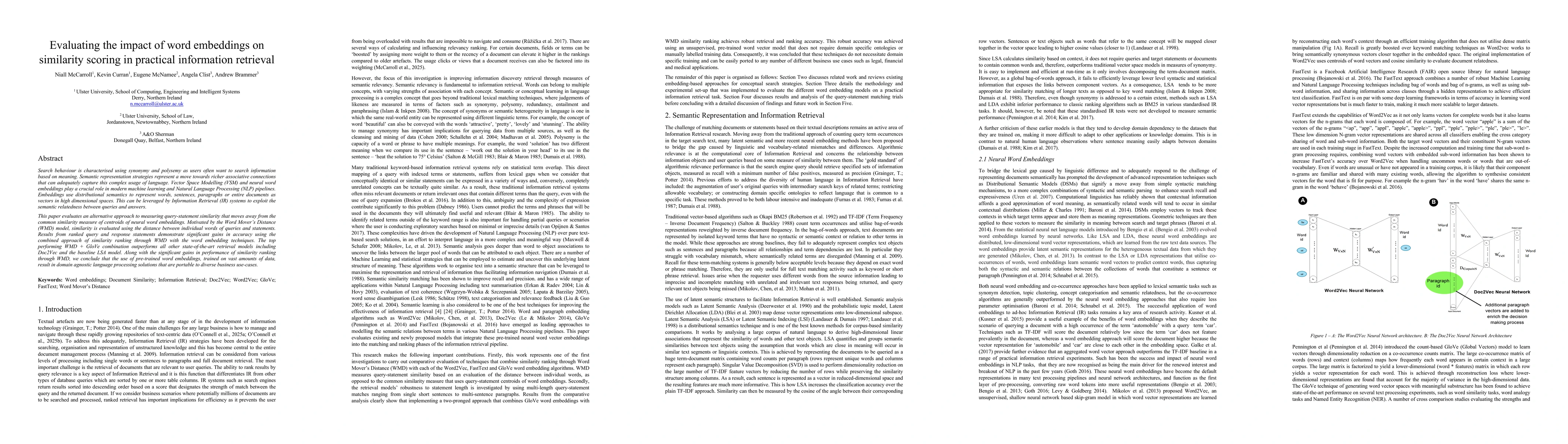 Thumbnail for Evaluating the impact of word embeddings on similarity scoring in practical information retrieval