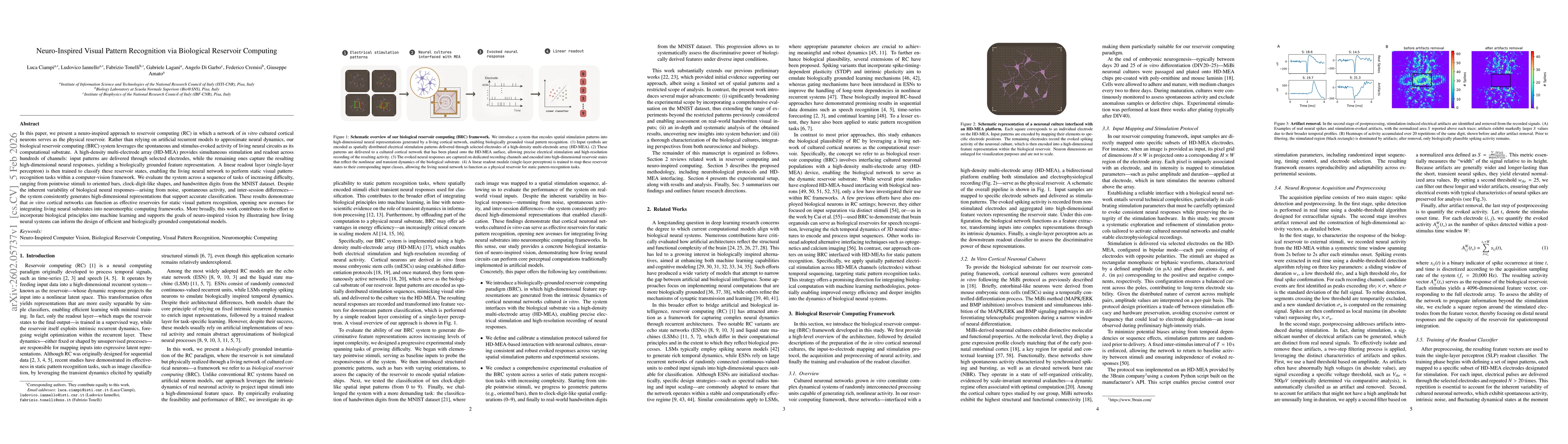 Thumbnail for Neuro-Inspired Visual Pattern Recognition via Biological Reservoir Computing