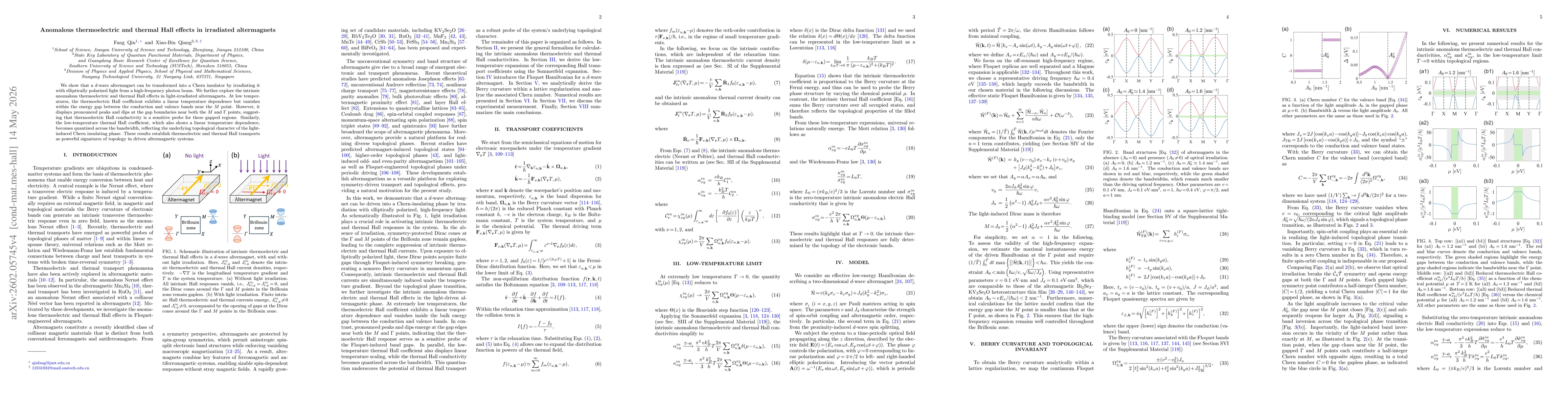 Thumbnail for Anomalous thermoelectric and thermal Hall effects in irradiated altermagnets