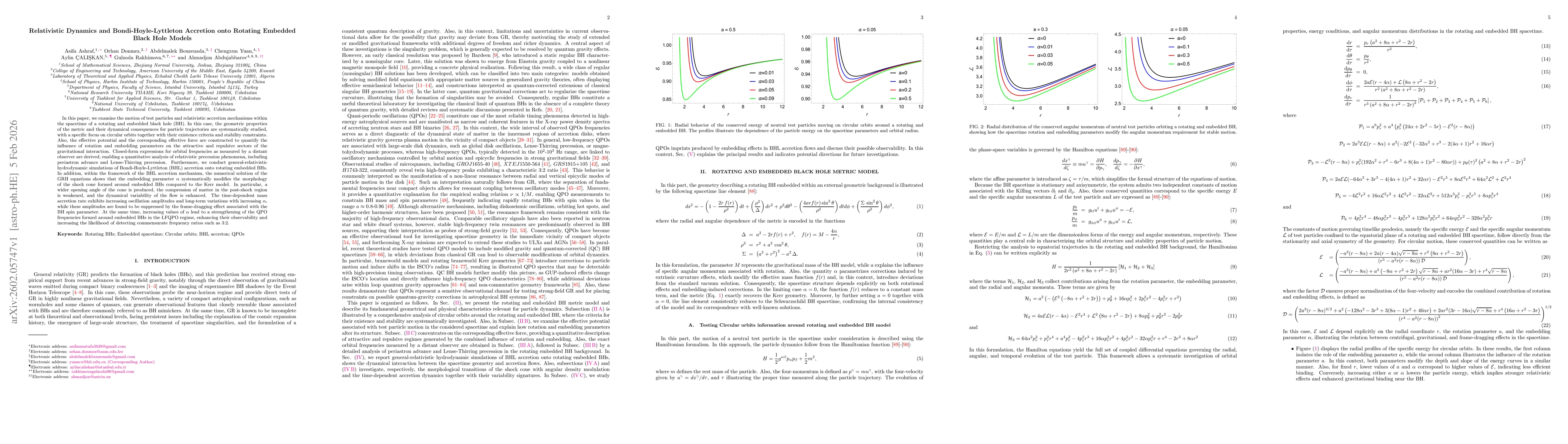 Thumbnail for Relativistic Dynamics and Bondi-Hoyle-Lyttleton Accretion onto Rotating Embedded Black Hole Models