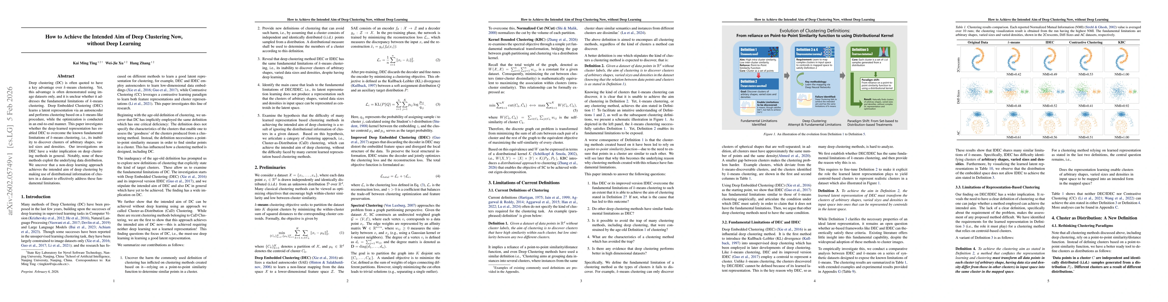 Thumbnail for How to Achieve the Intended Aim of Deep Clustering Now, without Deep Learning