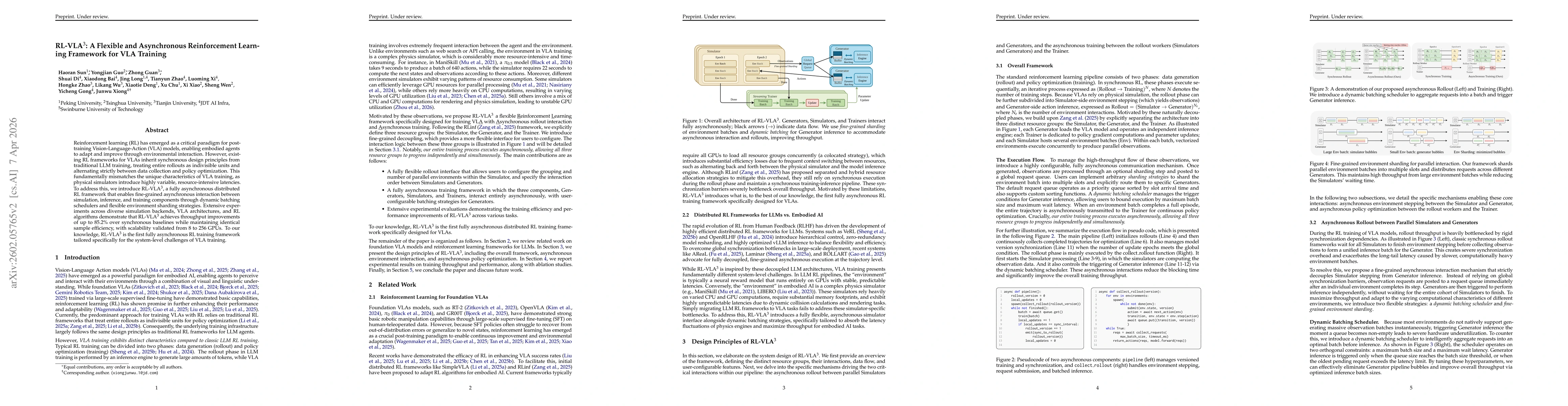 Thumbnail for RL-VLA$^3$: Reinforcement Learning VLA Accelerating via Full Asynchronism