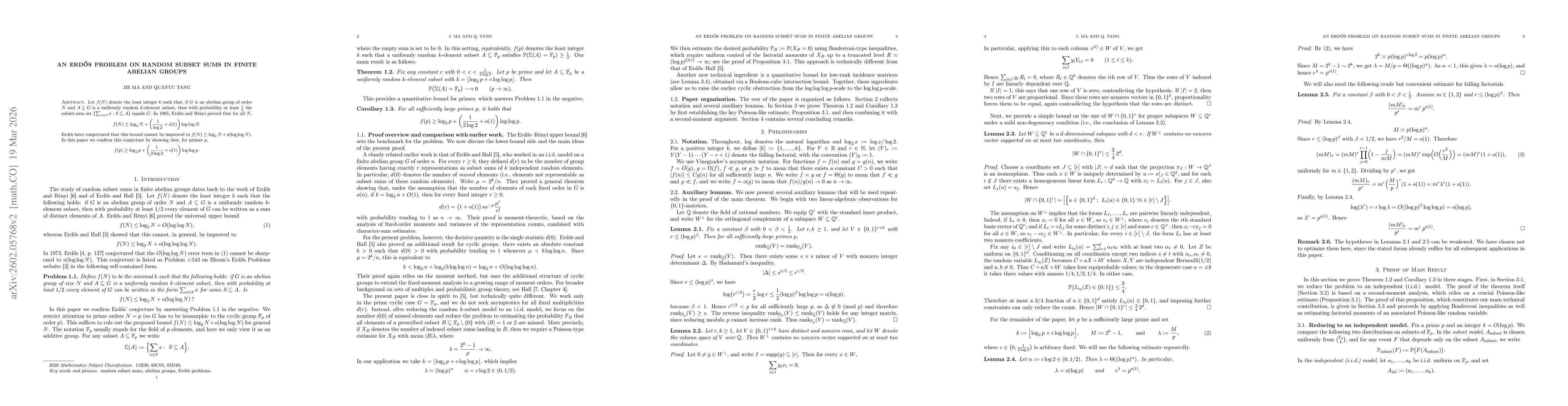 Thumbnail for An Erdős problem on random subset sums in finite abelian groups