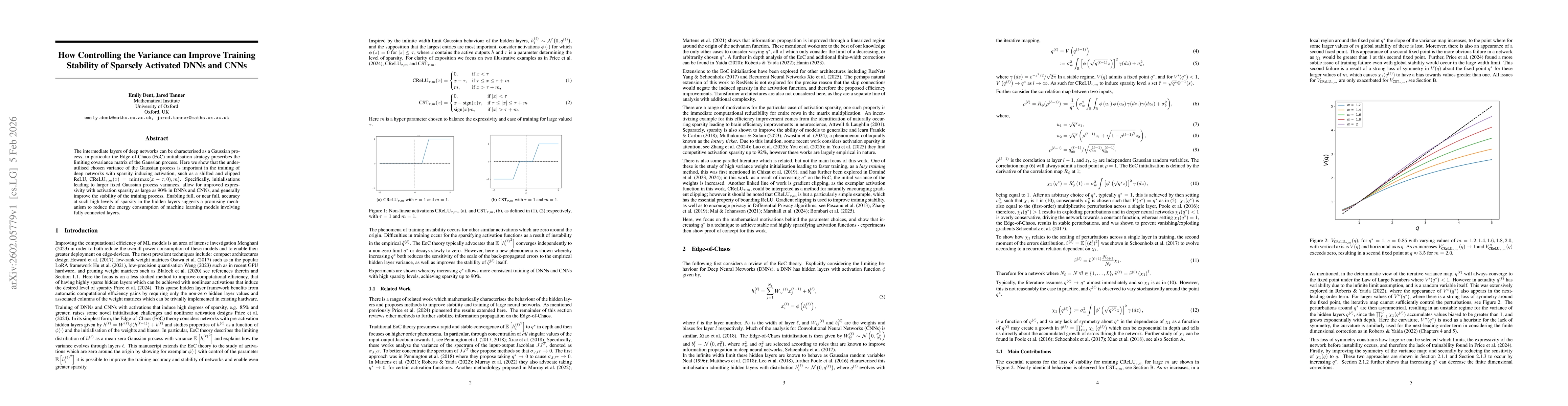 Thumbnail for How Controlling the Variance can Improve Training Stability of Sparsely Activated DNNs and CNNs