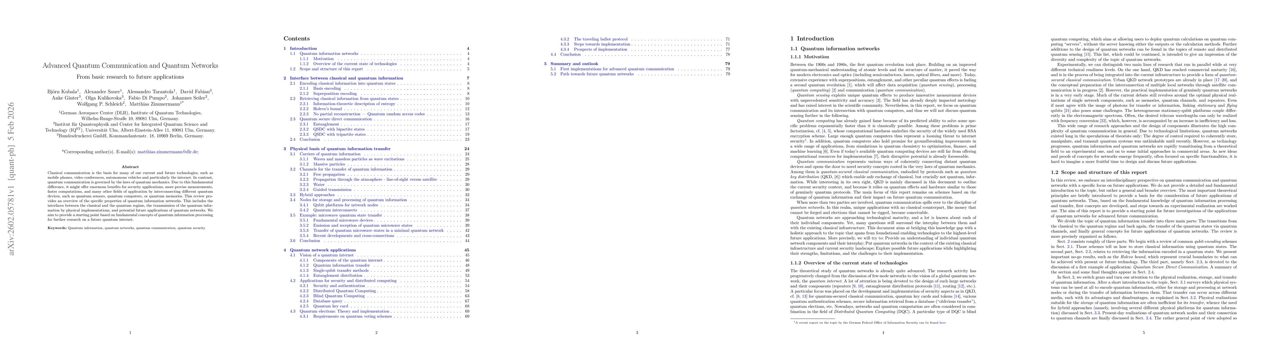 Thumbnail for Advanced Quantum Communication and Quantum Networks -- From basic research to future applications