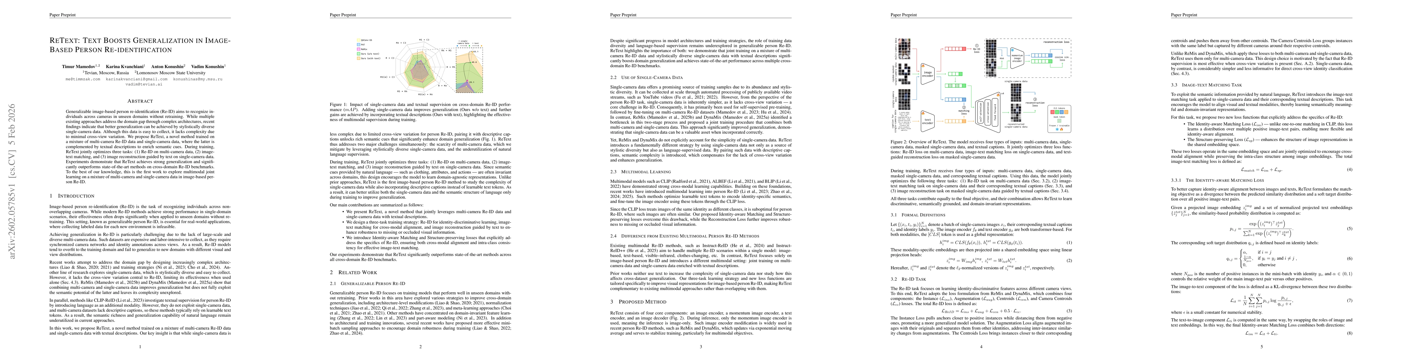Thumbnail for ReText: Text Boosts Generalization in Image-Based Person Re-identification