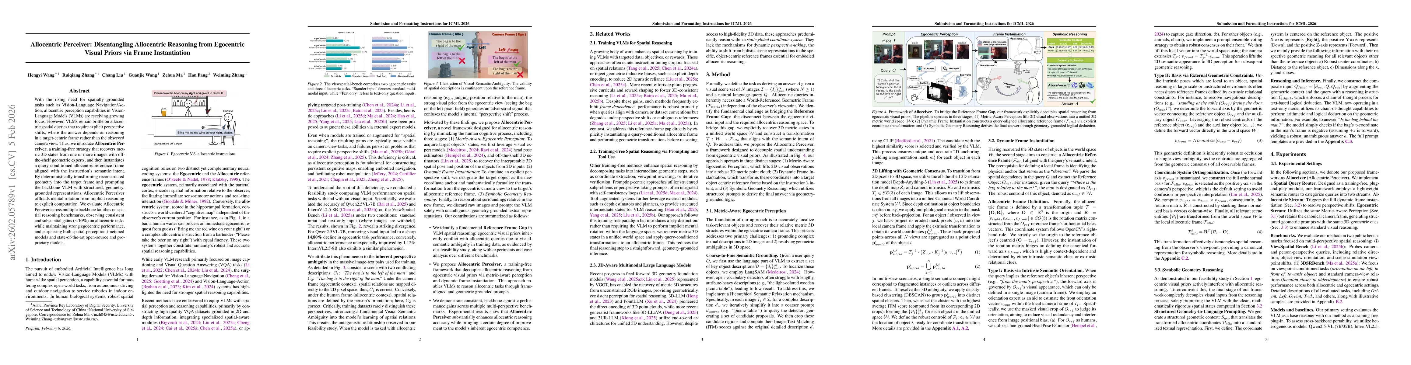 Thumbnail for Allocentric Perceiver: Disentangling Allocentric Reasoning from Egocentric Visual Priors via Frame Instantiation
