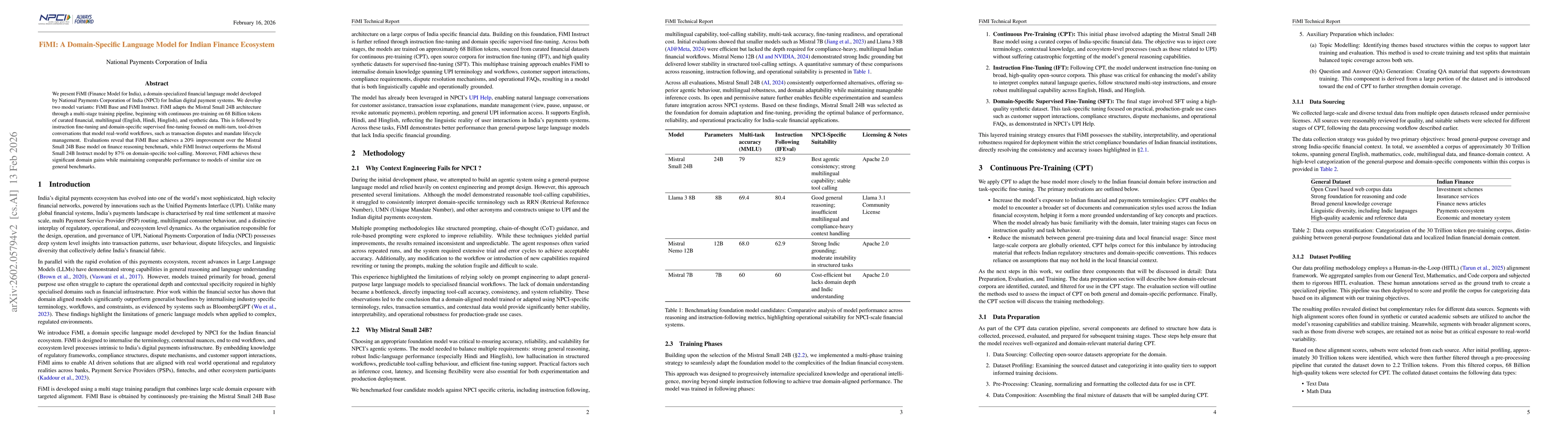 Thumbnail for FiMI: A Domain-Specific Language Model for Indian Finance Ecosystem