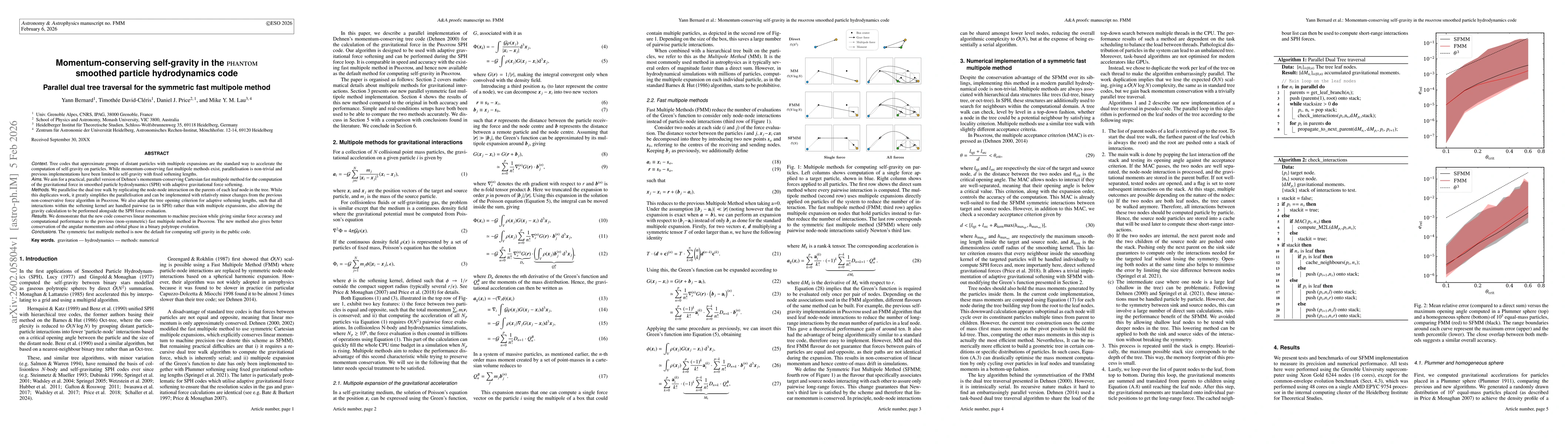 Thumbnail for Momentum-conserving self-gravity in the phantom smoothed particle hydrodynamics code. Parallel dual tree traversal for the symmetric fast multipole method