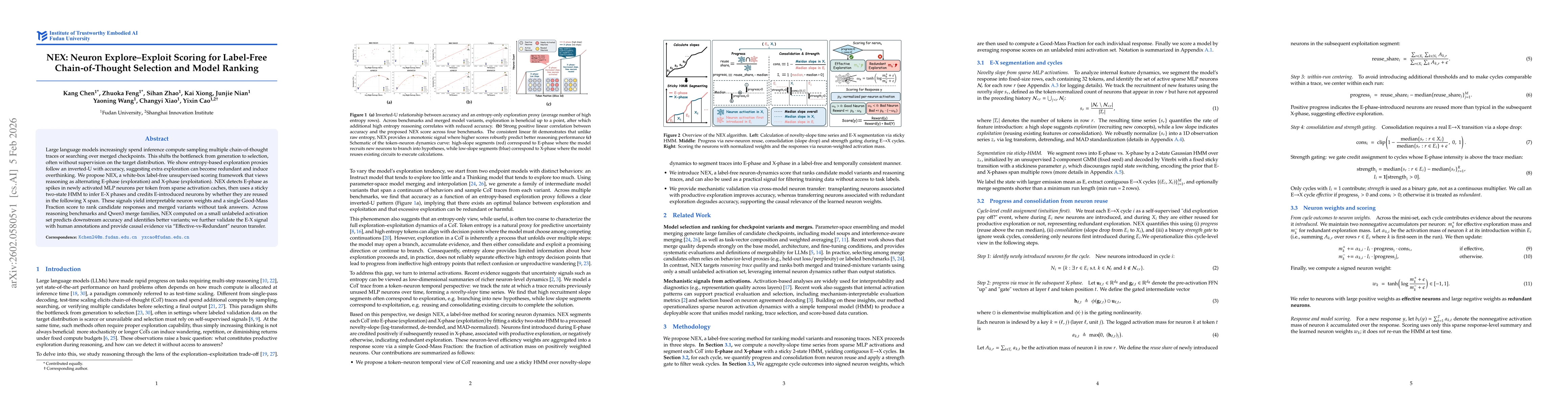 Thumbnail for NEX: Neuron Explore-Exploit Scoring for Label-Free Chain-of-Thought Selection and Model Ranking