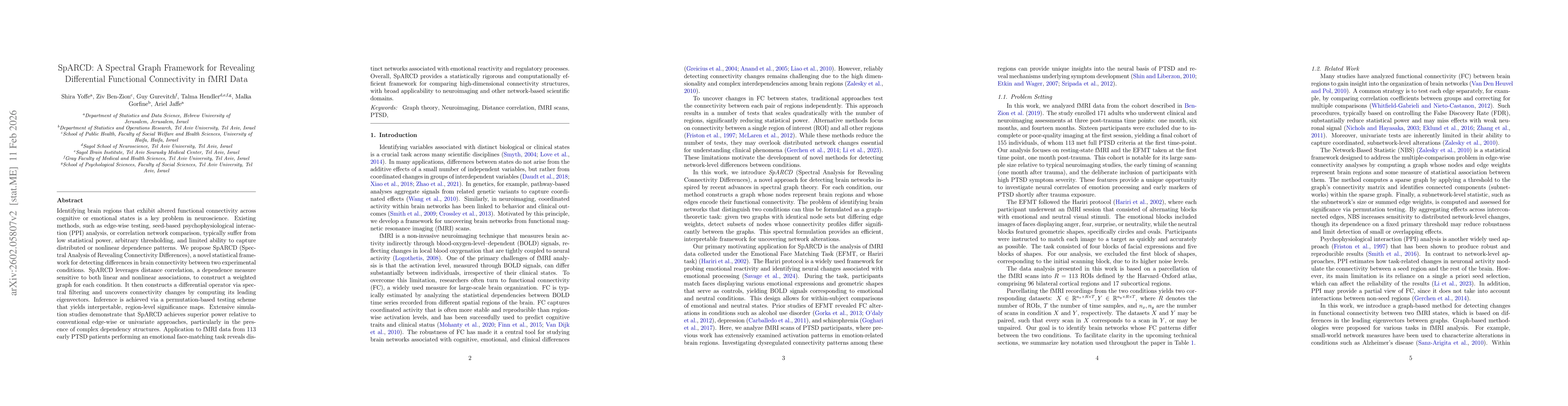 Thumbnail for SpARCD: A Spectral Graph Framework for Revealing Differential Functional Connectivity in fMRI Data