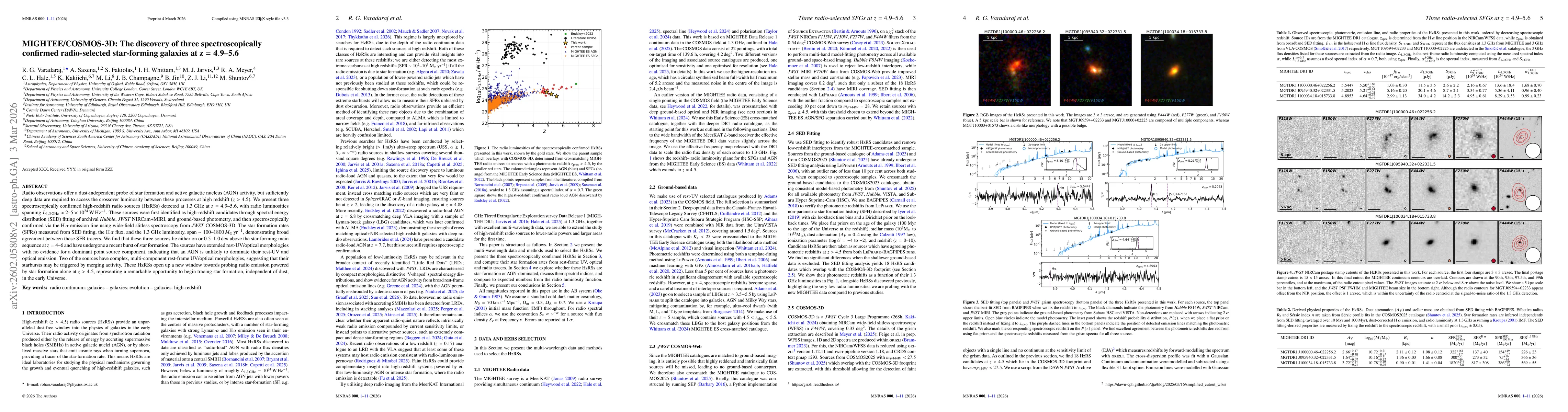 Thumbnail for MIGHTEE/COSMOS-3D: The discovery of three spectroscopically confirmed radio-selected star-forming galaxies at z=4.9-5.6
