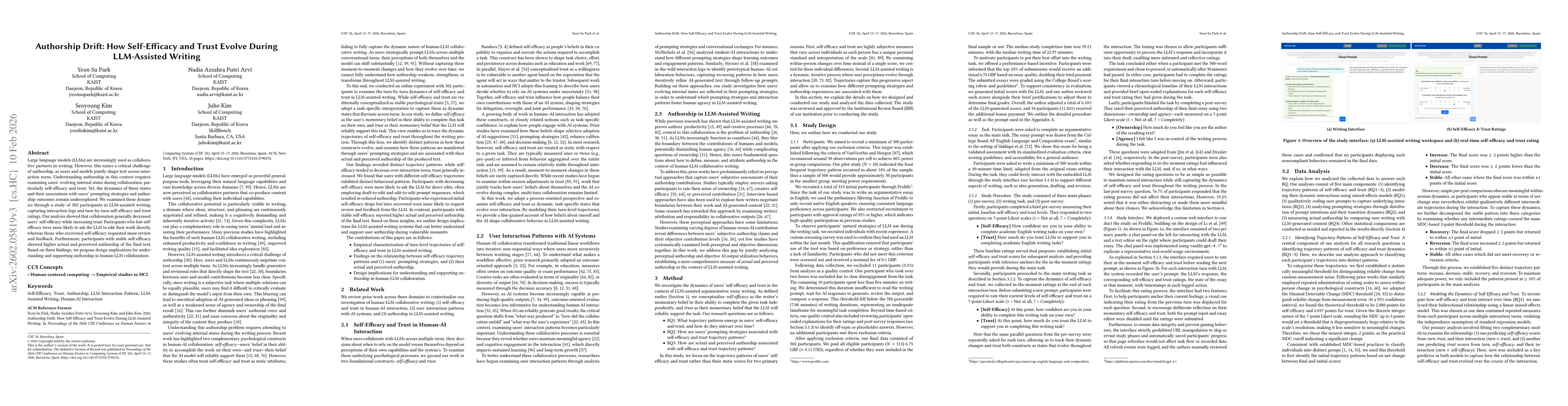 Thumbnail for Authorship Drift: How Self-Efficacy and Trust Evolve During LLM-Assisted Writing