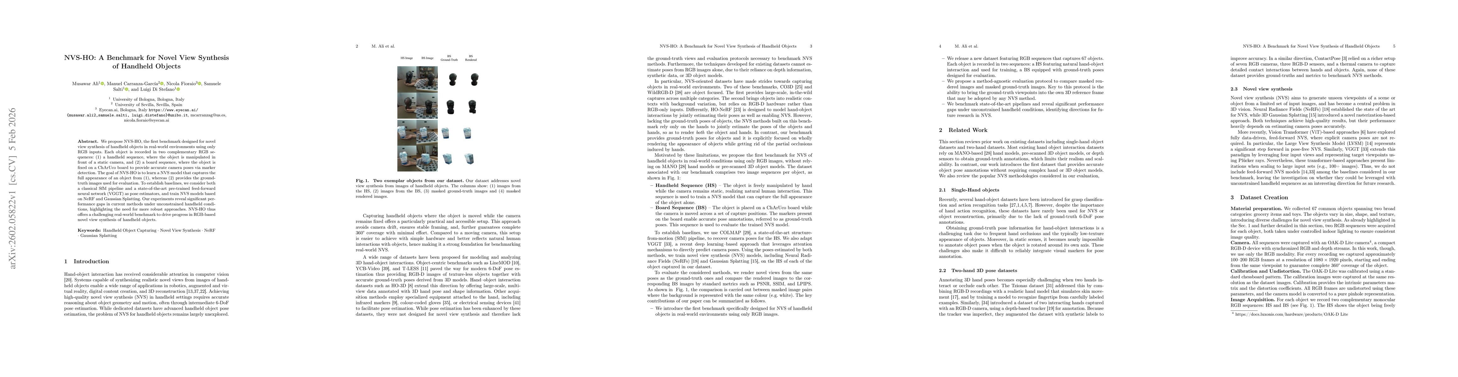 Thumbnail for NVS-HO: A Benchmark for Novel View Synthesis of Handheld Objects