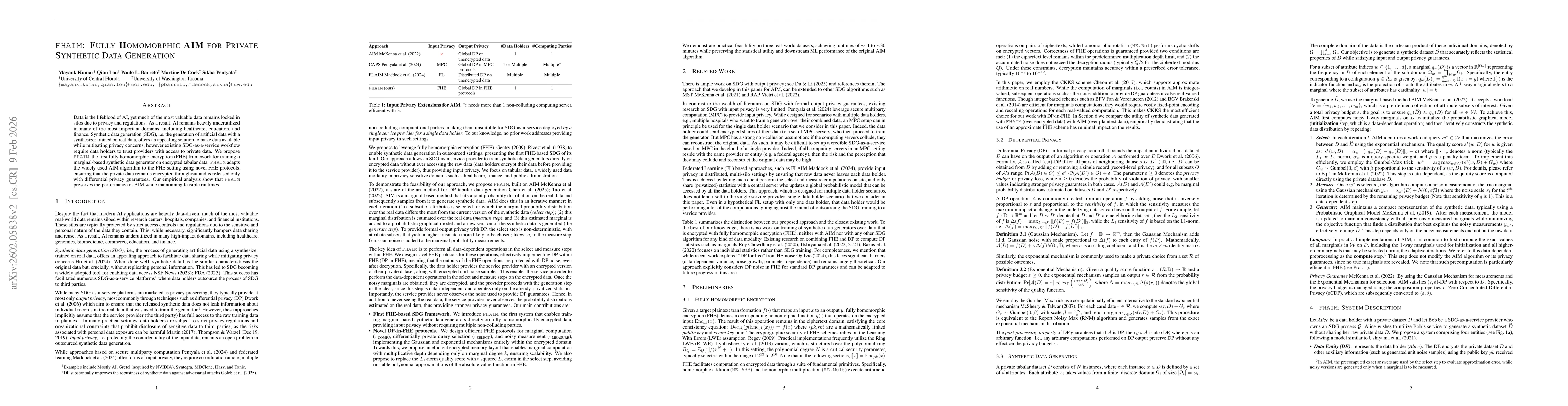 Thumbnail for FHAIM: Fully Homomorphic AIM For Private Synthetic Data Generation