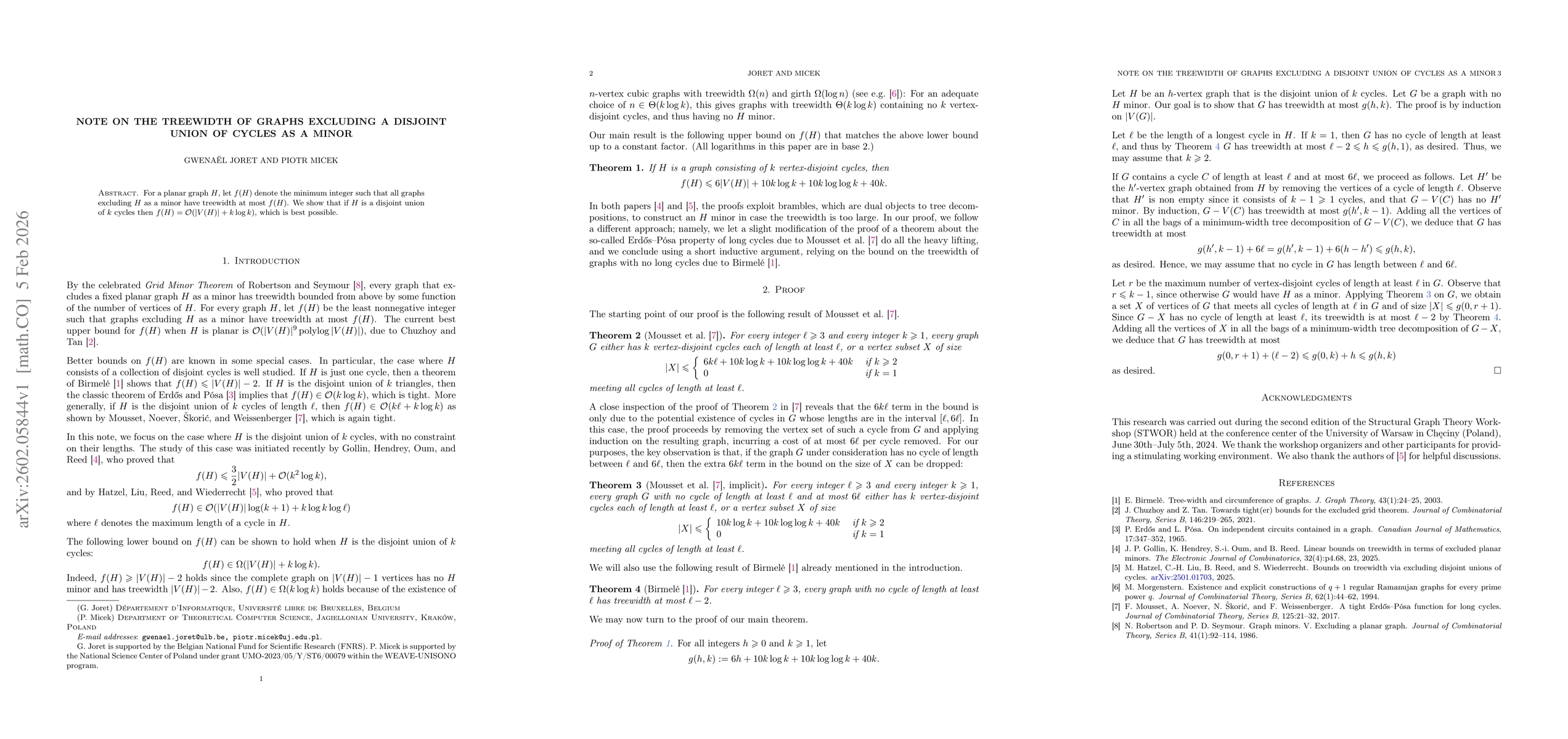 Thumbnail for Note on the treewidth of graphs excluding a disjoint union of cycles as a minor