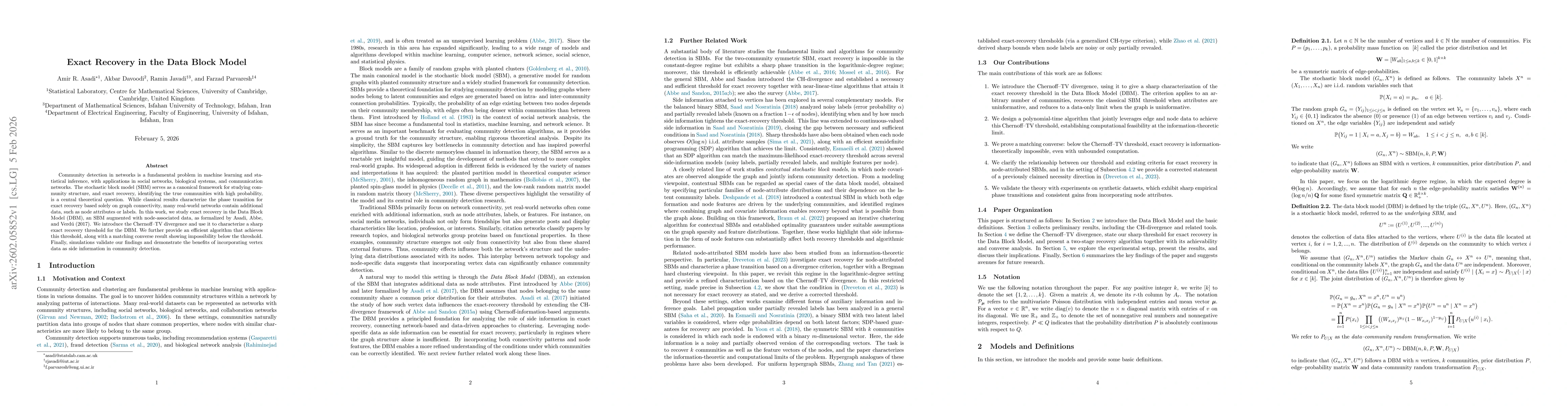 Thumbnail for Exact Recovery in the Data Block Model