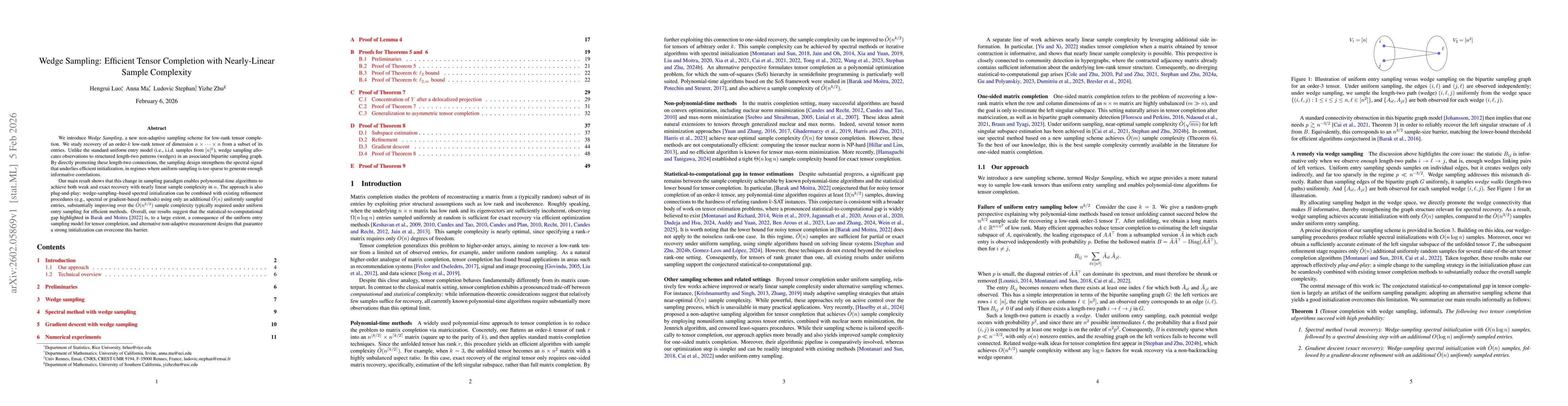 Thumbnail for Wedge Sampling: Efficient Tensor Completion with Nearly-Linear Sample Complexity