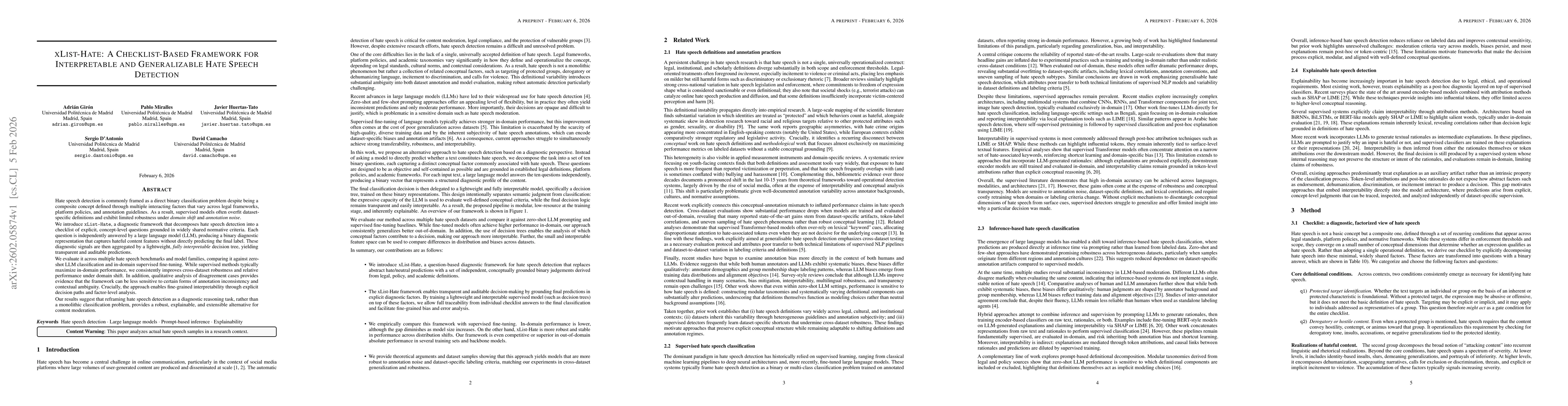 Thumbnail for xList-Hate: A Checklist-Based Framework for Interpretable and Generalizable Hate Speech Detection