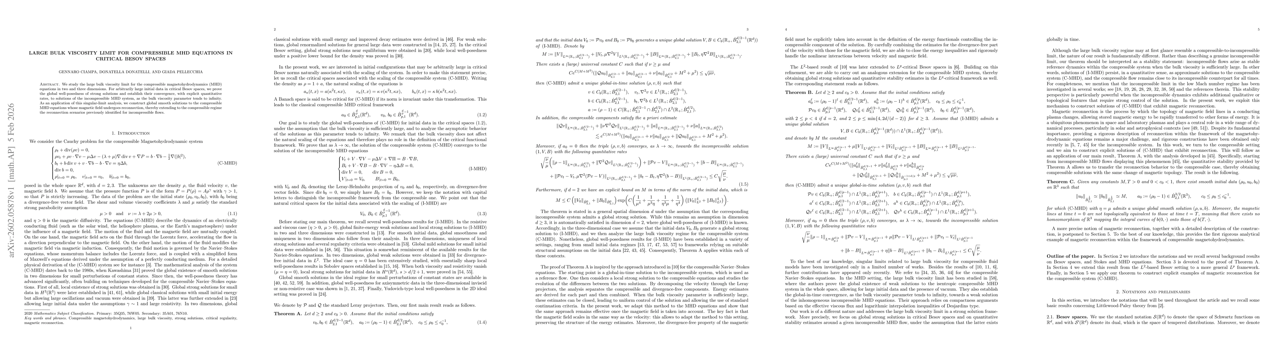 Thumbnail for Large bulk viscosity limit for compressible MHD equations in critical Besov spaces