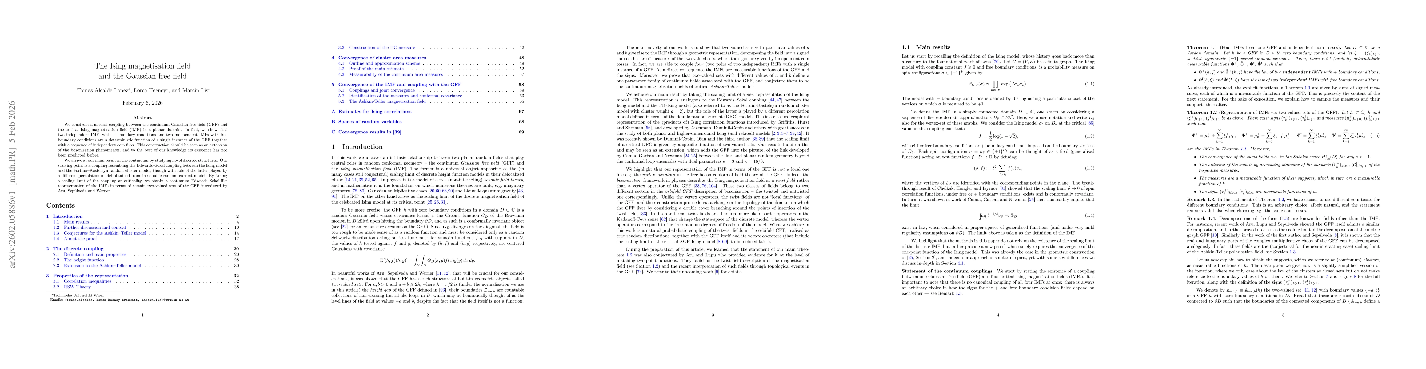 Thumbnail for The Ising magnetisation field and the Gaussian free field