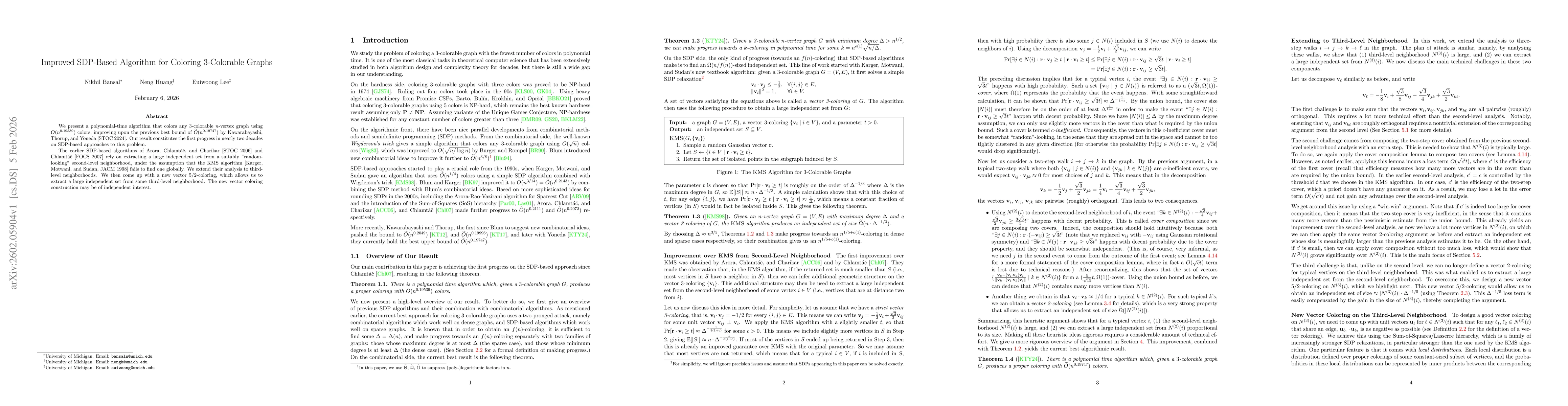 Thumbnail for Improved SDP-Based Algorithm for Coloring 3-Colorable Graphs