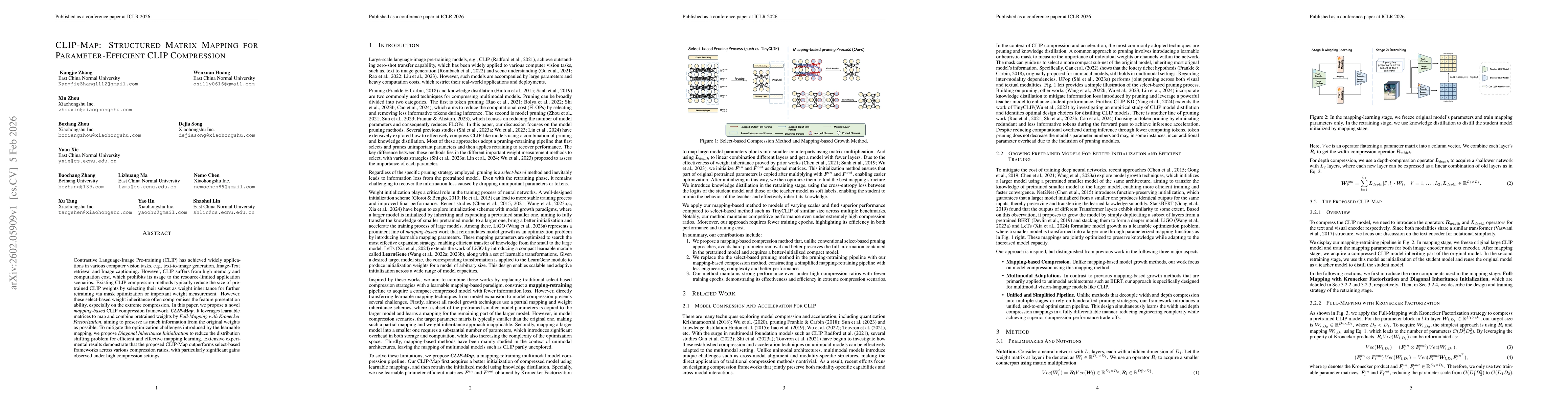 Thumbnail for CLIP-Map: Structured Matrix Mapping for Parameter-Efficient CLIP Compression