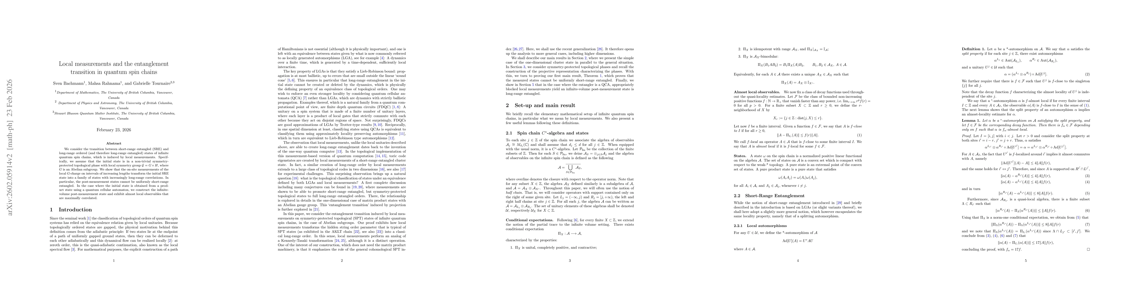 Thumbnail for Local measurements and the entanglement transition in quantum spin chains