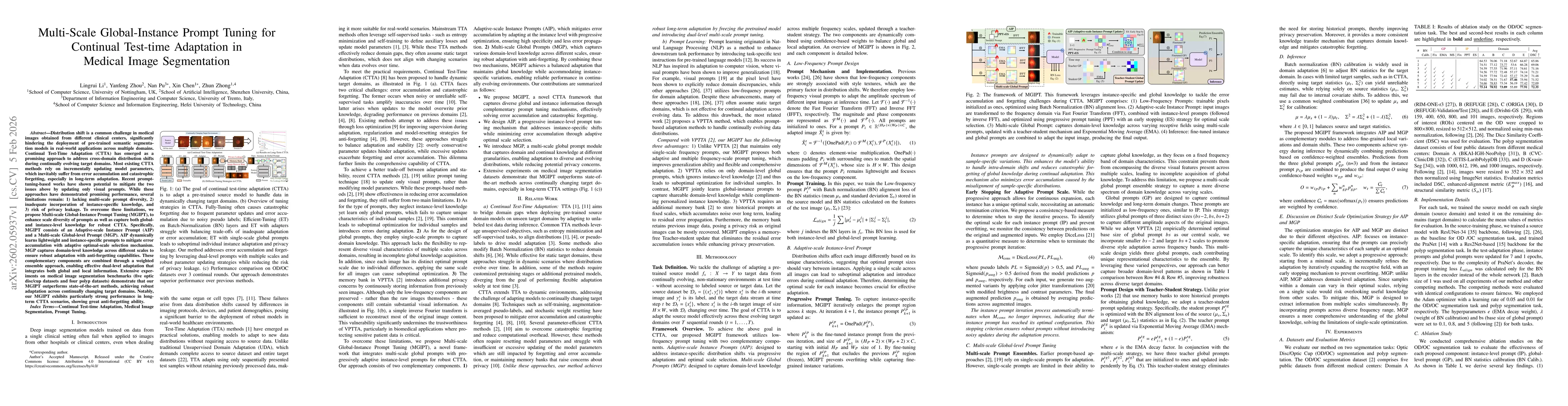 Thumbnail for Multi-Scale Global-Instance Prompt Tuning for Continual Test-time Adaptation in Medical Image Segmentation
