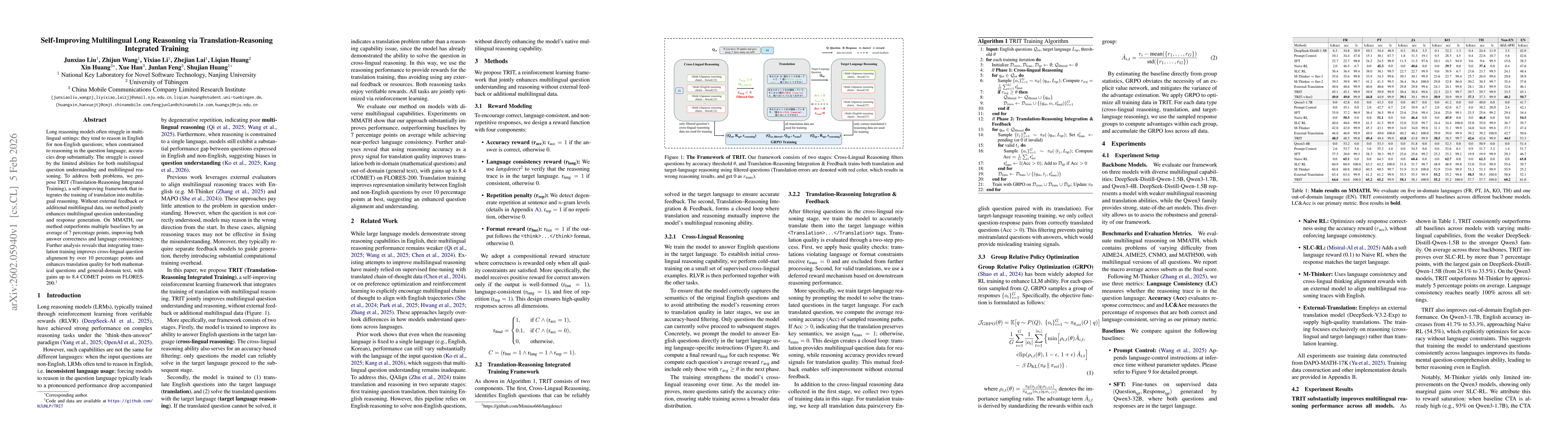 Thumbnail for Self-Improving Multilingual Long Reasoning via Translation-Reasoning Integrated Training