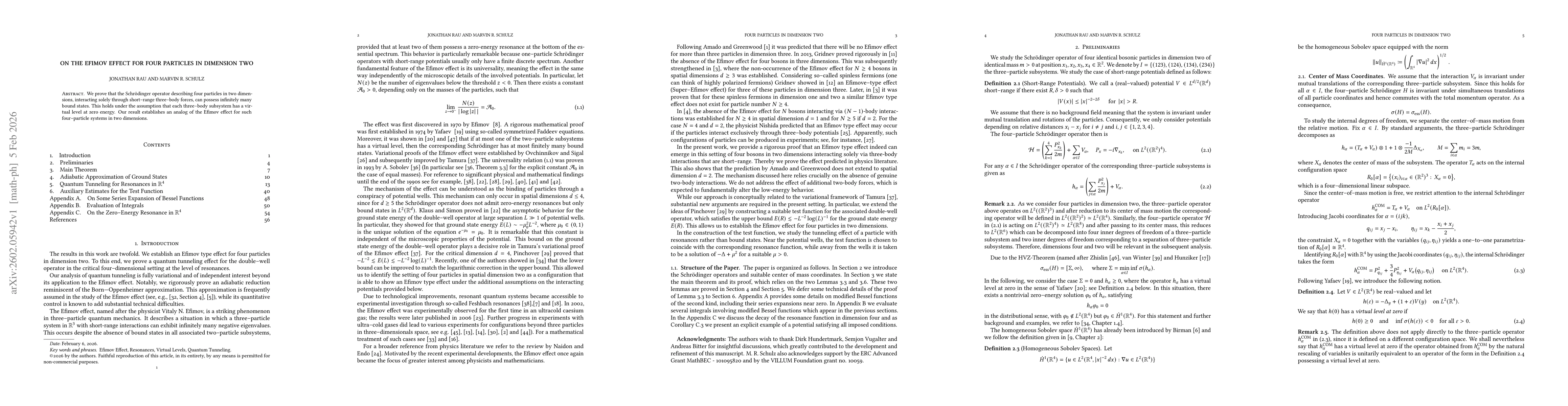 Thumbnail for On the Efimov Effect for Four Particles in Dimension Two