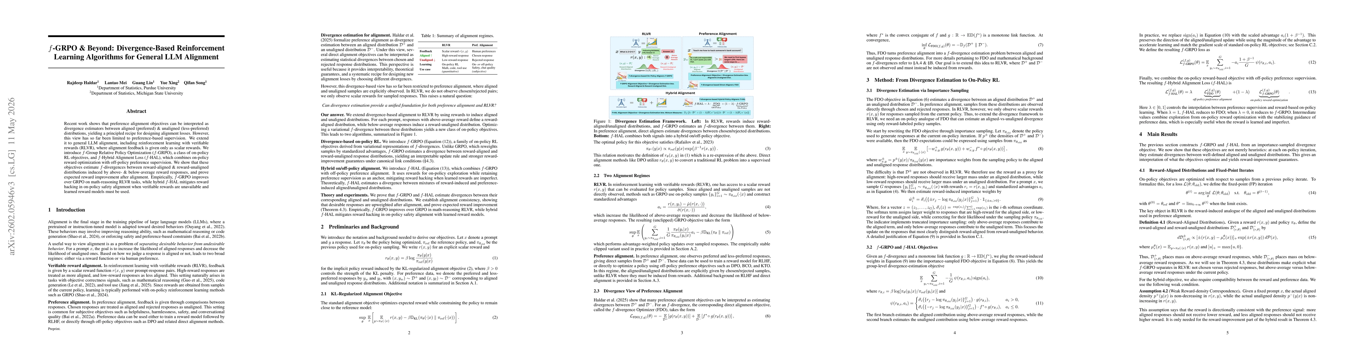Thumbnail for $f$-GRPO and Beyond: Divergence-Based Reinforcement Learning Algorithms for General LLM Alignment