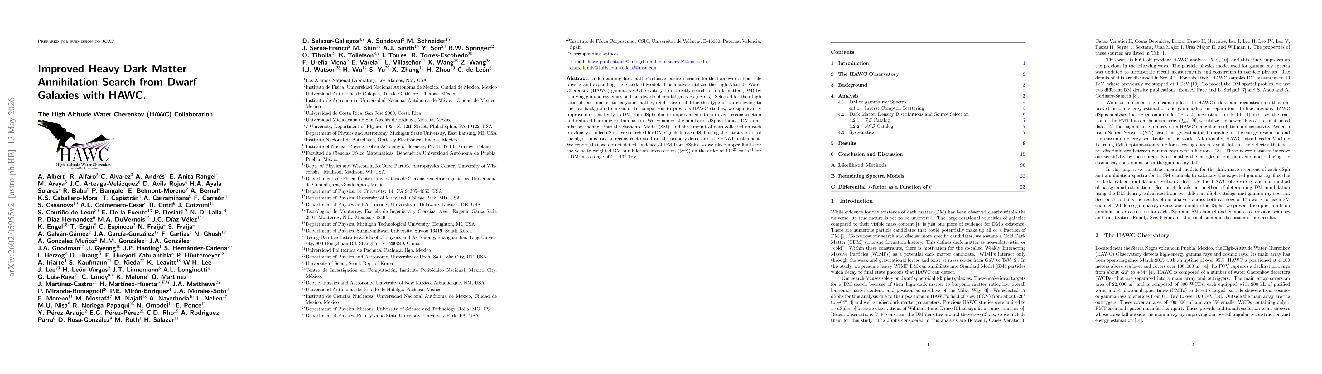 Thumbnail for Improved Heavy Dark Matter Annihilation Search from Dwarf Galaxies with HAWC