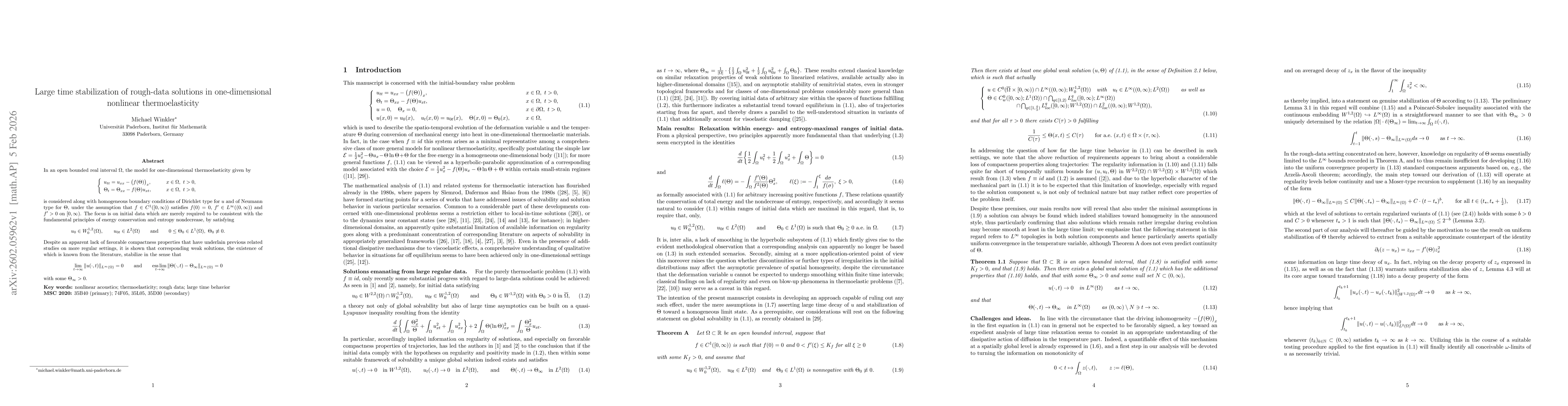 Thumbnail for Large time stabilization of rough-data solutions in one-dimensional nonlinear thermoelasticity