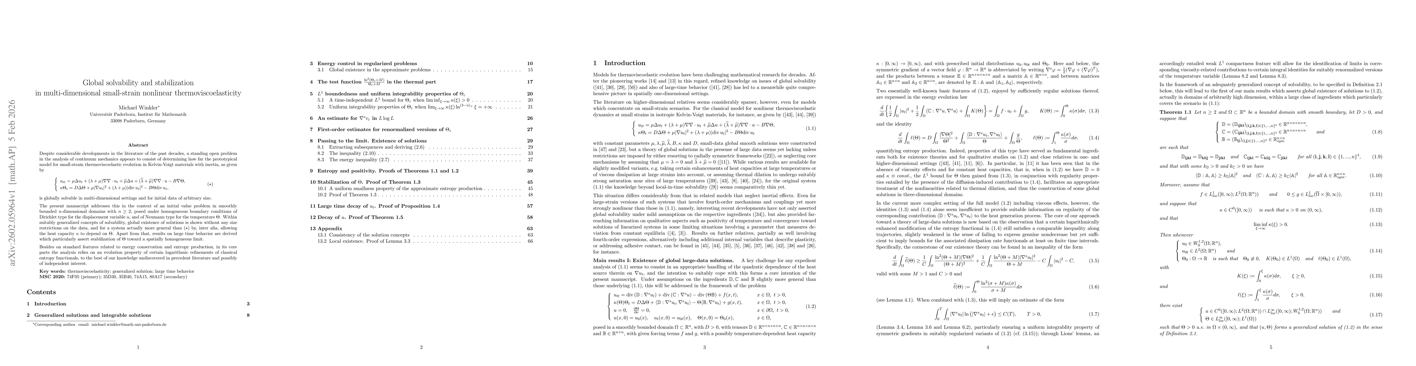 Thumbnail for Global solvability and stabilization in multi-dimensional small-strain nonlinear thermoviscoelasticity