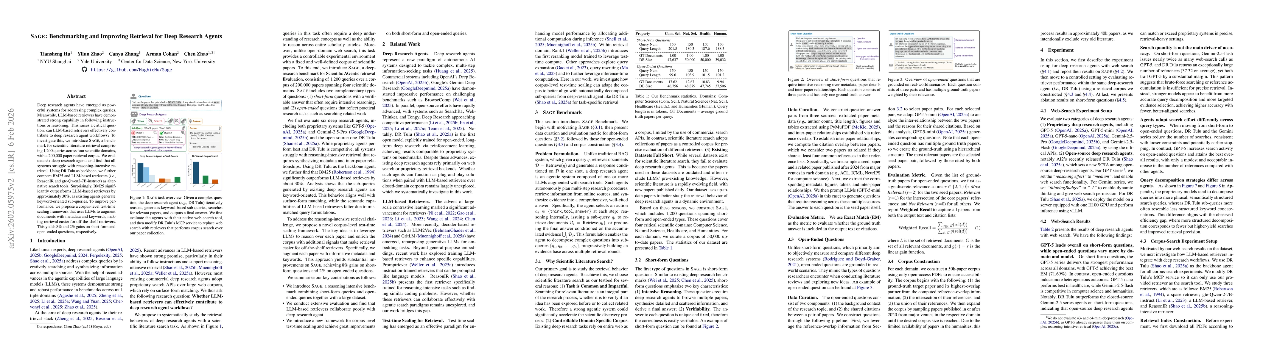 Thumbnail for SAGE: Benchmarking and Improving Retrieval for Deep Research Agents