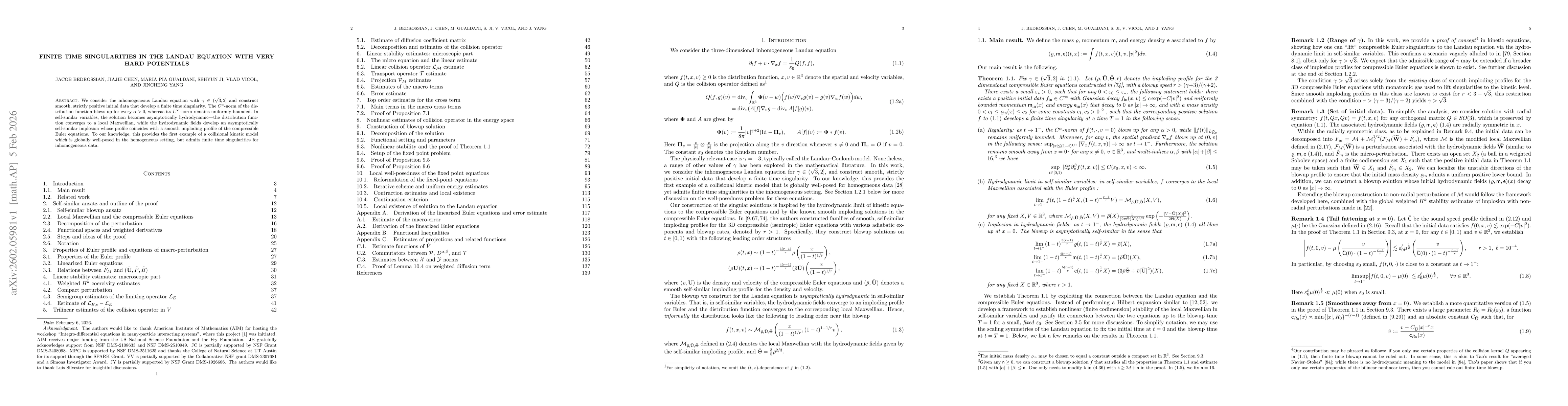 Thumbnail for Finite time singularities in the Landau equation with very hard potentials