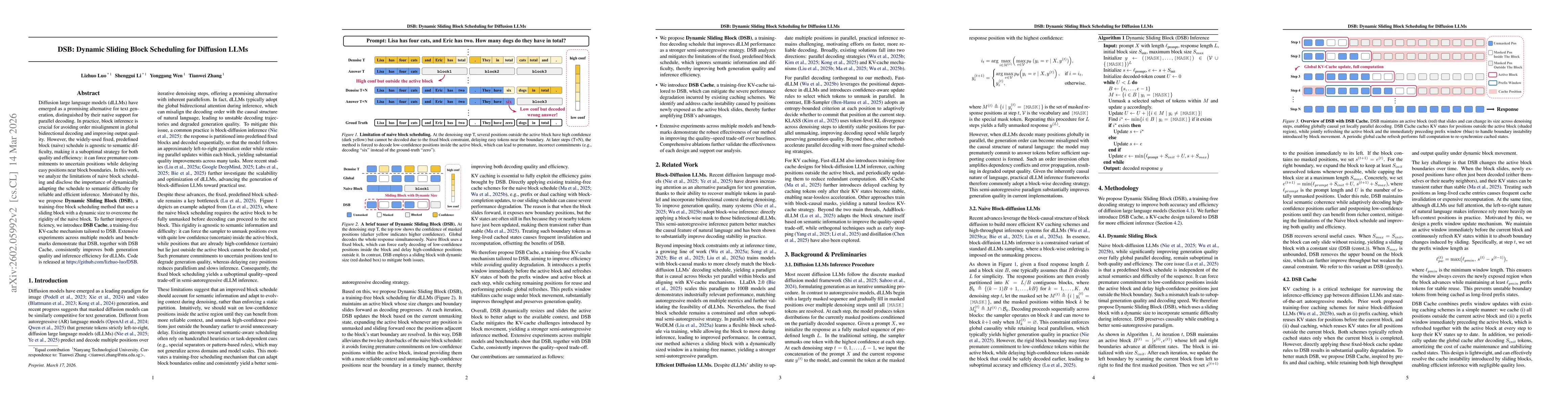 Thumbnail for DSB: Dynamic Sliding Block Scheduling for Diffusion LLMs