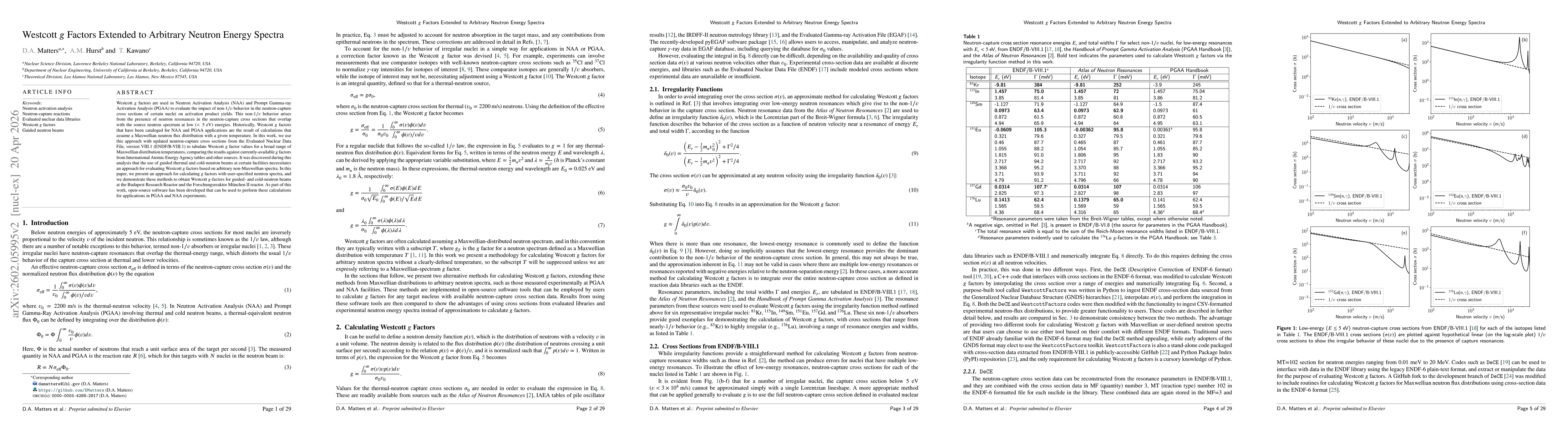 Thumbnail for Westcott $g$ Factors Extended to Arbitrary Neutron Energy Spectra