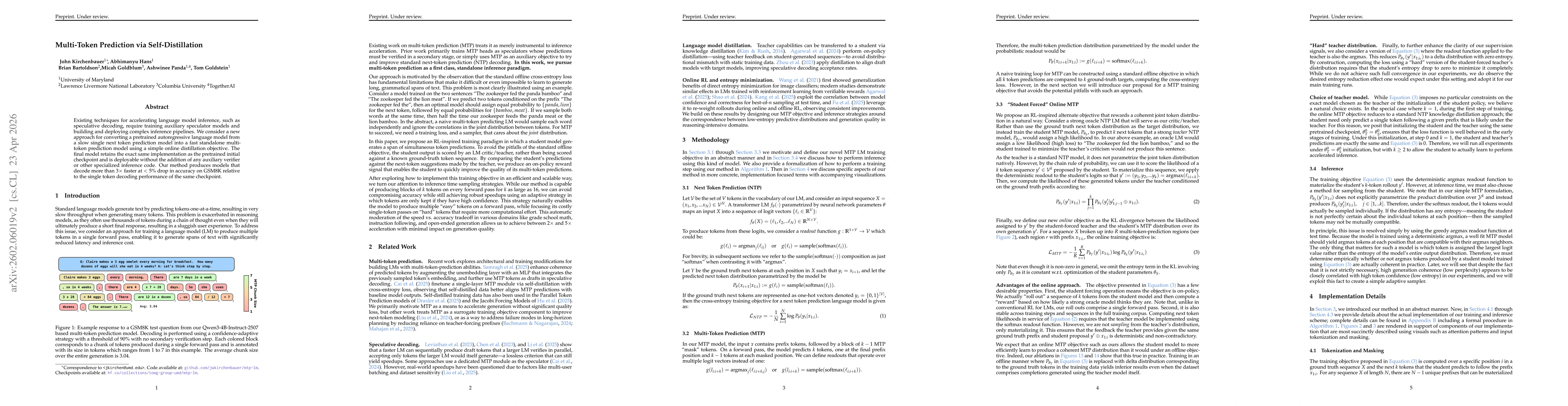 Thumbnail for Multi-Token Prediction via Self-Distillation