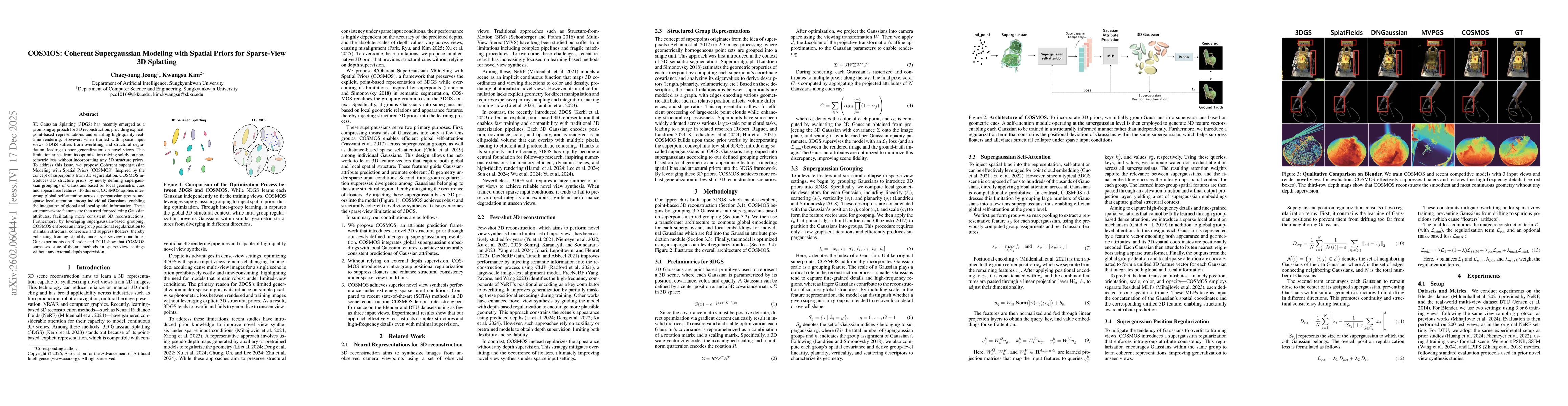 Thumbnail for COSMOS: Coherent Supergaussian Modeling with Spatial Priors for Sparse-View 3D Splatting