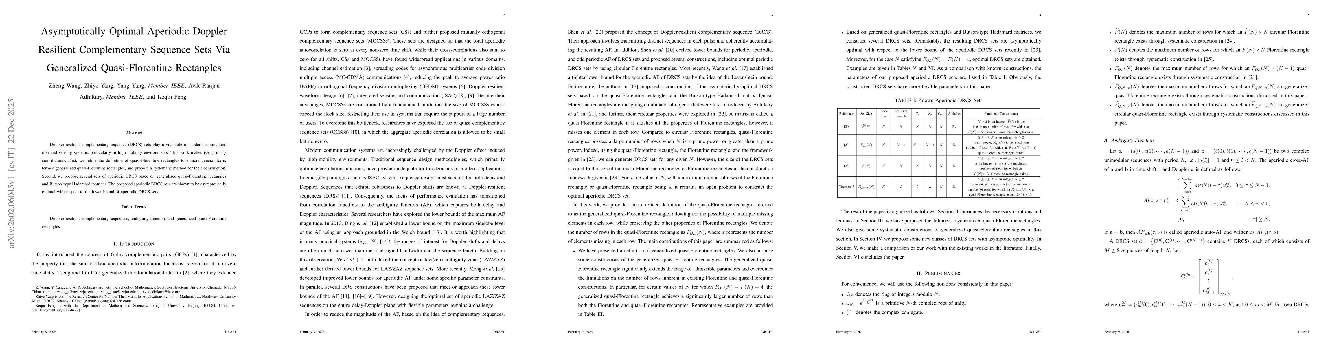 Thumbnail for Asymptotically Optimal Aperiodic Doppler Resilient Complementary Sequence Sets Via Generalized Quasi-Florentine Rectangles
